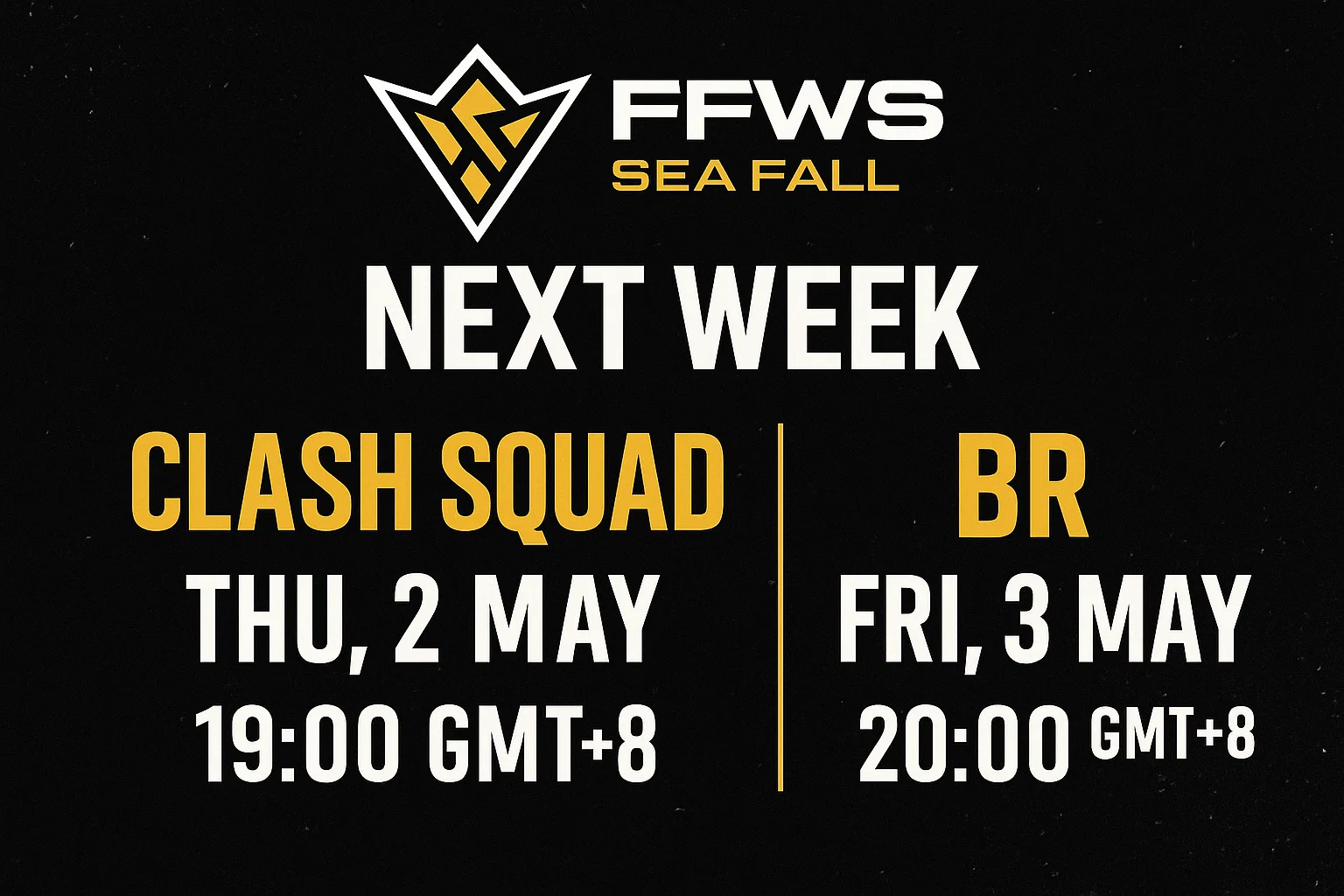 FFWS SEA Fall schedule next week: Clash Squad & BR times