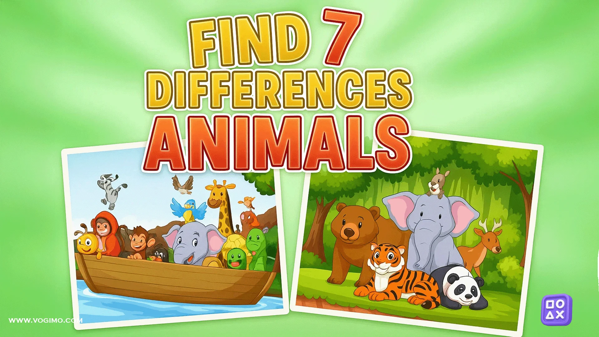 Find Seven Differences Animals - Play Online Game For Free!